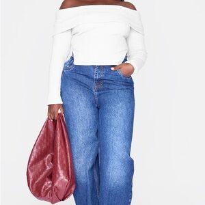NWT Prettylittlething plus off shoulder long sleeve top size 12